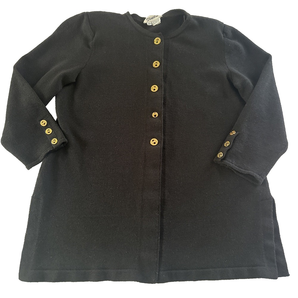 Vintage Toula Women's 16W Evening Jacket Blazer Black Shoulder Pads 75% Wool